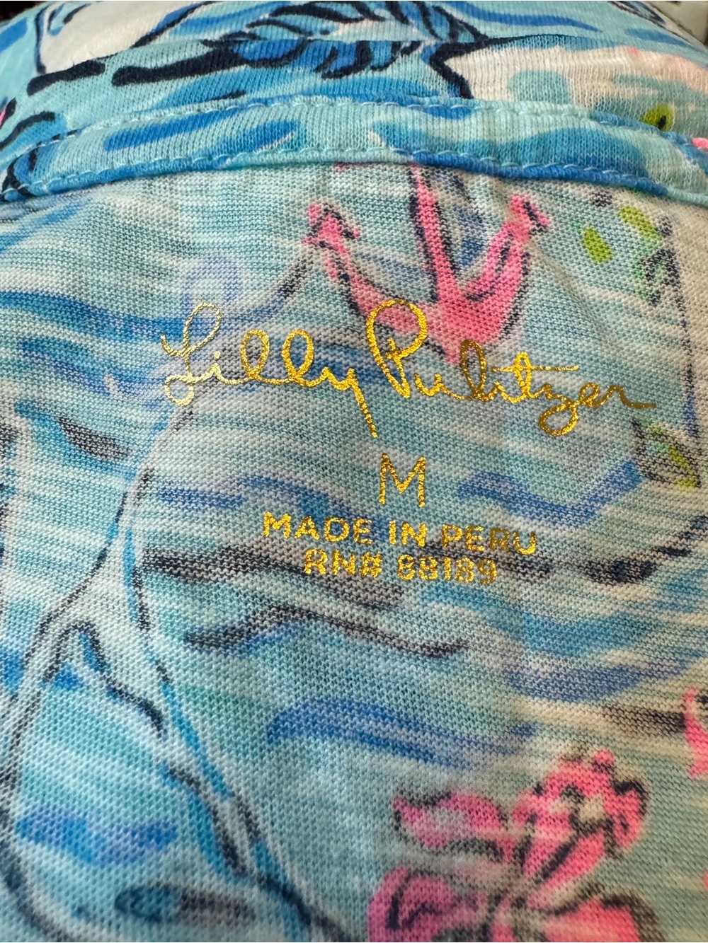 NWT Lilly Pulitzer Sz M Etta V-Neck Tee Bali Blue Lilly Loves Cape Cod - Picture 10 of 11